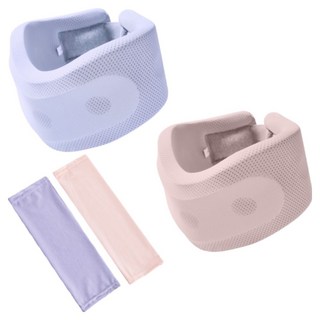 포근상점 목 자세 고정 세탁 가능 스펀지 쿠션 목보호대 핑크 + 보라 + 커버 2종 세트, 1세트