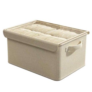 ANTIAN 可折疊透明側翻防塵蓋衣物收納盒 55L, 米色, 1個