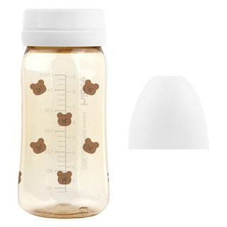 hibee 嬰兒用 8-vent PPSU 無奶嘴奶瓶, 胖頰熊 + 白色, 1個, 270ml