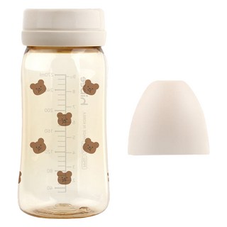 hibee 嬰兒用 8-vent PPSU 無奶嘴奶瓶, 胖頰熊 + 沙色, 1個, 270ml