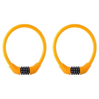 정상아이앤 도난방지 잠금 자전거 자물쇠 와이어락, 옐로우, 2개