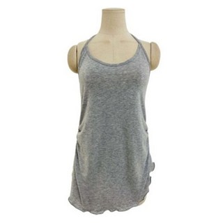 Chic Black 女款混紡削肩抓皺綁帶無袖背心 cpt16404k52