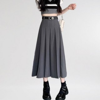 Marketpia 女款A字中長版百褶裙