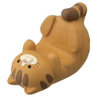 HOHOO 木製貓咪智慧型手機桌上型動物角色支架, 1個, 橘貓仰躺