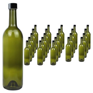 螺旋蓋綠色紅酒瓶GS 750ml x 24p + 黑色圓形蓋 24p 套組, 1套