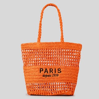 Elsso 彩色巴黎標誌細節日常M號藤編包