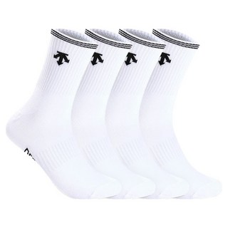 데상트 남성용 탑라인 중목양말 4켤레 세트, 화이트, 1세트