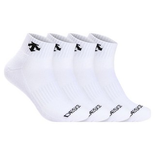 데상트 남성용 스포츠 파일 발등로고 발목양말, 화이트, 4개