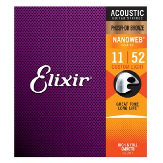 엘릭서 어쿠스틱 나노웹 포스포 브론즈 커스텀 라이트, Elixir Strings 011-052, 혼합색상, 1개