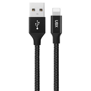 UBX A타입-애플8핀 우븐 패브릭 라이트닝 호환 아이폰 충전 데이터전송 케이블, 블랙, 0.5m, 1개