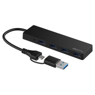 Nextu 4埠卓越多功能2合1連接線USB3.0集線器 765U3, 黑色, 1個