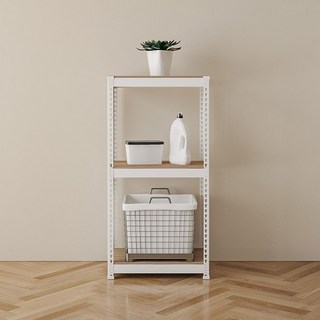 SPEEDRACK 韓國製造免螺絲組裝式鐵製角鋼架, 3層, 白色