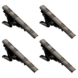 Allode 高級黑色線條領帶夾4入