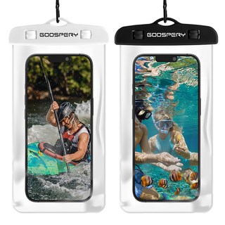 구스페리 컬러 물놀이 핸드폰 방수팩 2p, 블랙, 화이트, 1세트