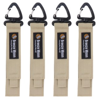 브리즈문 캠핑 360도 회전형 고리 비너 벨크로 스트랩, 탄베이지, 4개