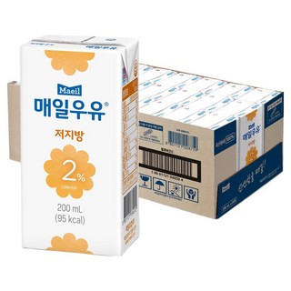 매일유업 멸균저지방 2% 흰우유, 200ml, 24개