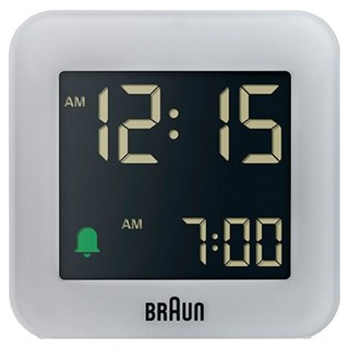 BRAUn 百靈 數位旅行漸強音鬧鐘方形桌鐘, 灰色