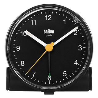 BRAUn 百靈 經典指針式夜光漸強音鬧鈴靜音圓形桌鐘, 黑色