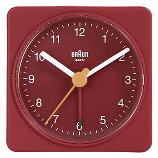 BRAUn 百靈 經典旅行漸強靜音方形鬧鐘桌鐘, 紅色