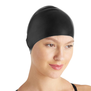 AHOYE 100%全矽膠泳帽, 黑色, 1個