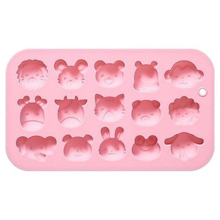 이홈베이킹 동물얼굴 실리콘몰드 초소형 15구, 랜덤발송, 1개