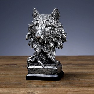 PDS家居裝飾 金屬色 威嚴 辦公室 禮物 書櫃 裝飾 動物雕像 狼, 銀色