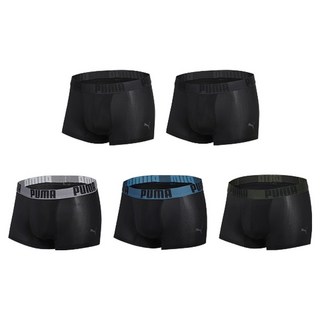 [含大尺碼] PUMA BODYWEAR 男士黑色組合透氣孔人造絲平口褲5件組