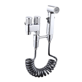 ANTIAN 浴室雙控角閥：高壓沖洗水槍、一進二出角閥 輕鬆清潔馬桶, 5.3 x 13cm, 電鍍色, 1組