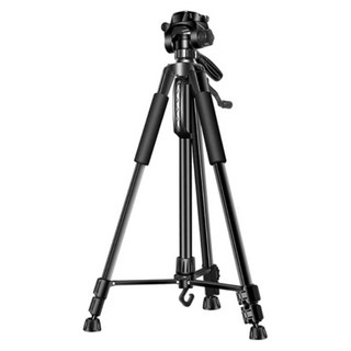 ANTIAN 鋁合金伸縮折疊雲臺三腳架/手機直播自拍支架/單反相機腳架 附藍牙遙控器 140cm, 黑色, 1個, D28