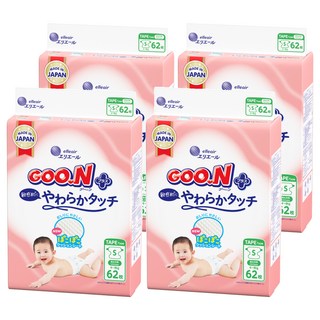 GOO.N 大王 日本境內版 SJ柔觸肌系列 黏貼型尿布 4~8kg, S, 248片