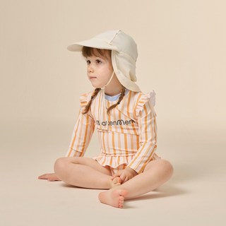 메켄메르크 여아용 긴팔 래시가드 원피스 수영복 + 플랫캡 세트