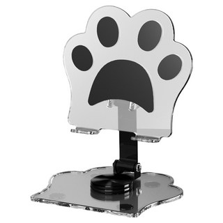 HOHOO 貓咪貓咪 360度旋轉可折疊桌上型智慧型手機支架, 黑色, 1個