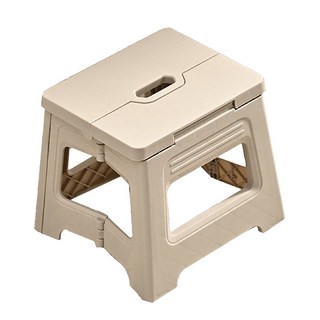 摺疊板凳 升級款 中號,奶油白,1個 - 方便收納、穩固耐用、簡約時尚