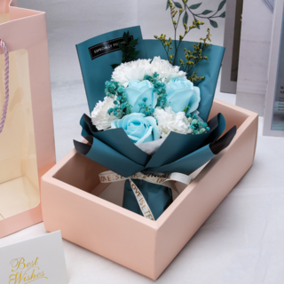 Mini 嚴選 康乃馨玫瑰滿天星燈串花束, CN0411-N 藍色