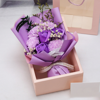 Mini 嚴選 康乃馨玫瑰滿天星燈串花束, CN0411-PP 紫色