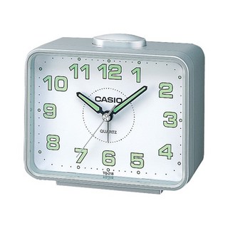 CASIO 卡西歐 方形指針鬧鐘 TQ-218-8DF, 銀框白面