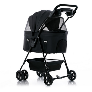 Bello 前輪萬向 車包分離款寵物手推車 加大款 SP02FL, 黑色, 1個