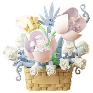 홈플로우 홈인테리 나노 블럭 러블리 빅 플라워 꽃 바구니 미니어쳐 DIY 키트, 07 블루 페어리, 1개