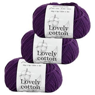 Yarna Lovely Cotton 編織線 45g, 3個, 519 紫色