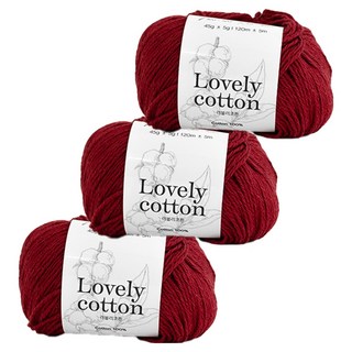 Yarna Lovely Cotton 編織線 45g, 3個, 532 酒紅色