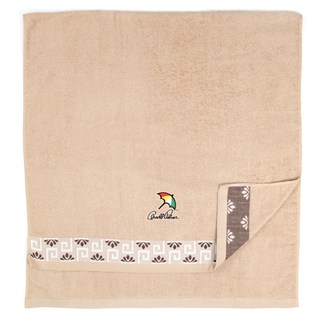 Arnold Palmer 雨傘牌 寬紋浴巾 棉紗 台灣製 卡其色 吸水速乾 親膚舒適, 1條