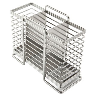 아이넥스 스텐드형 올스텐 304 직사각 수저통, 실버, 1개