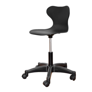 CABLE&HOME'S 凱堡家居 曲線腰靠工作椅 活動輪 舒適腰部支撐 可調節高度, 黑色, 39.5 x 34 x 63~75cm