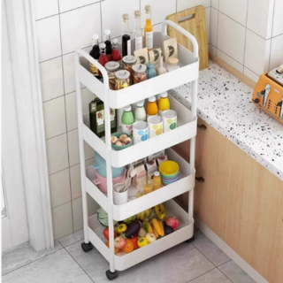 메이리빙 다용도 이동식 트롤리 4단, 화이트