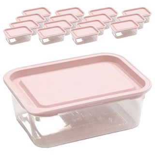 KAZT Simple Cook 冷凍飯盒 四角微波爐容器 淺粉色 400ml, 16個, 單件, 單品