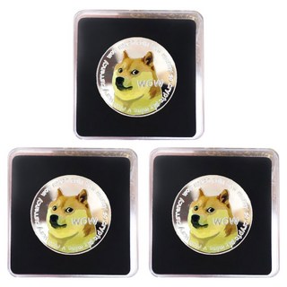 BIEBIO 紀念幣模型硬幣 + 專用盒套組, 9 銀色(狗狗幣), 3套