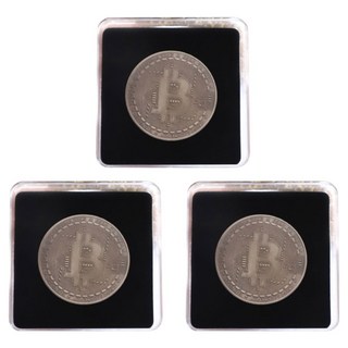 BIEBIO 紀念幣模型硬幣 + 專用盒套組, 2 銀銅色(類比比特幣), 3套