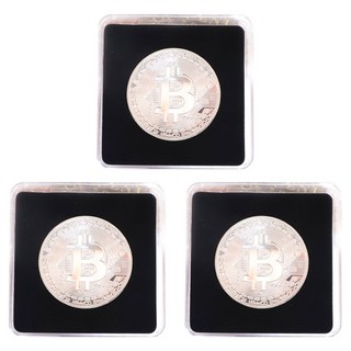 BIEBIO 紀念幣模型硬幣 + 專用盒套組, 4 銀色(數位比特幣), 3套