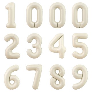 數字鋁箔氣球 40公分 12款套組, 1套, 奶油色