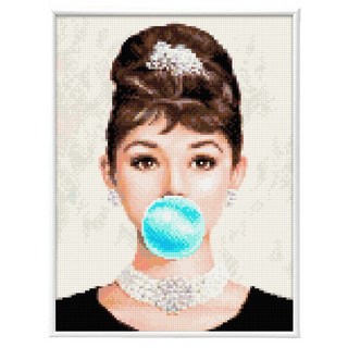 블링블링 보석십자수 슬림액자패키지 AB 비즈 + 원형비즈 세트 30 x 40 cm, 1세트, BL3040-041 오드리헵번2